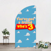 Lofaris Cartoon Who Is 3 Clouds Happy Birthday Half Moon Arch Backdrop
